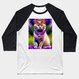 British Shorthair Lavender Theme Baseball T-Shirt